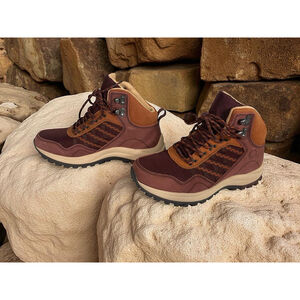 Size 6 Women's Strole Burgundy Tan Lace Up Hiking Boots leather waterproof